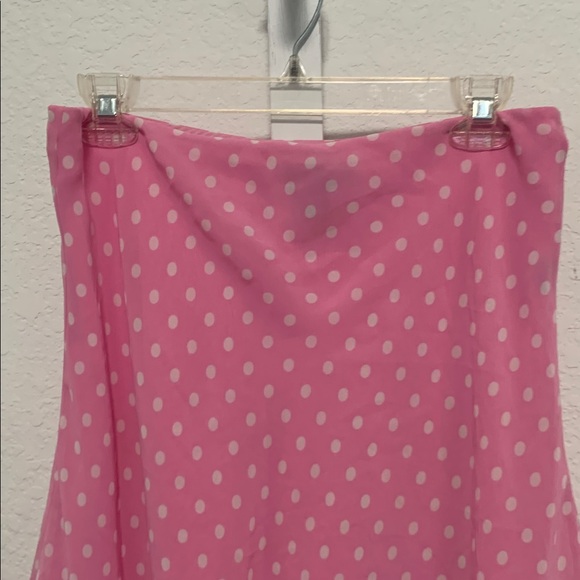 Y2K Chaps Pink Polka Dot Ruffle Hem Skirt - Picture 2 of 7
